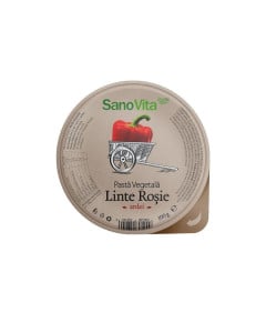 Sanovita Pasta Vegetala Tartinabila din linte rosie cu ardei si ceapa,100 g
