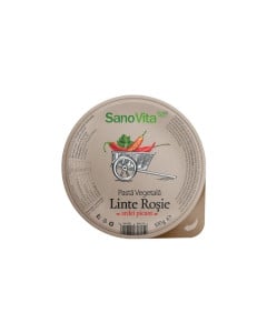 Sanovita Pasta vegetala tartinabila din linte rosie cu ardei picant, 100 g