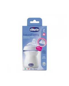 Chicco Natural Feeling Biberon plastic 250ml t.s, inclinata, flux mediu, 2luni+