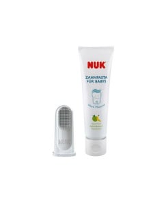 NUK Set Pasta de dinti si periuta de tip degetar, 3-12 luni