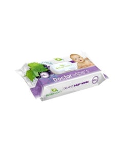 Dr. Wipes Servetele umede pentru ingrijirea copiilor GRAPES cu capac, 60 bucati