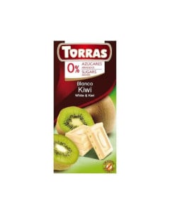 TORRAS Ciocolata alba cu kiwi fara zahar si gluten, 75g 