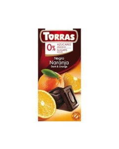 TORRAS Ciocolata neagra cu portocala fara zahar si gluten, 75g 