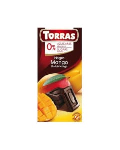 TORRAS Ciocolata neagra cu mango fara zahar si gluten, 75g 