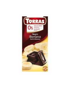 Ciocolata neagra cu banana fara zahar si fara gluten 75g