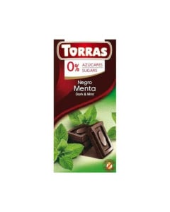 Ciocolata neagra cu menta fara zahar si gluten 75g TORRAS