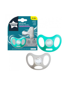 Tommee Tippee Suzeta Sensitive, 0-6luni, alb/turcoaz, 2bucati