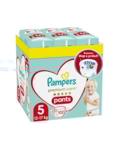 Pampers Premium Care Pants Scutece-chilotel Marimea 5, 12-17 kg, 102 bucati