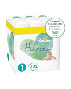 Pampers Scutece Harmonie XXL Box, Marimea 1, 2-5 kg, 102 bucati