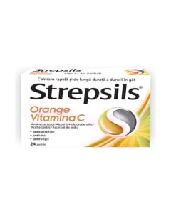 Strepsils Orange Vitamina C, 24 pastile