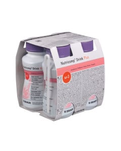 Nutricomp Drink Plus 4 Flacoane Easybottle, Capsuni, 200 ml