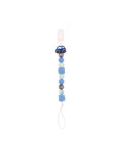 Coccorito Colier pentru suzeta din silicon, masina bleu, 1 bucata