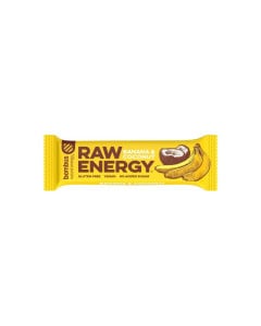 Bombus Baton proteic Raw Energy cu banane si nuca de cocos, 50g