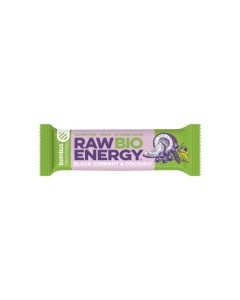Bombus Baton energizant, Raw Energy, cu coacaze negre si nuca de cocos, 50g