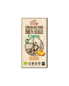 Chocolates Sole Ciocolata bio cu 56% cacao si portocale, 100g