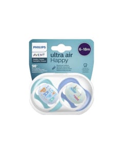 Avent SCF 080/03 Suzete ultra air design text, baieti, 6-18 luni, 2 bucati