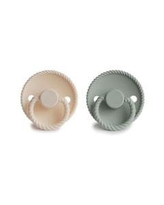 Suzeta FRIGG Rope silicon Cream/Sage, 6-18 luni, 2 bucati