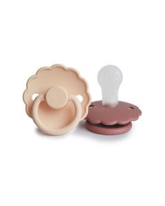 Suzeta FRIGG Daisy silicon Cream/Powder, 0-6 luni, 2 bucati