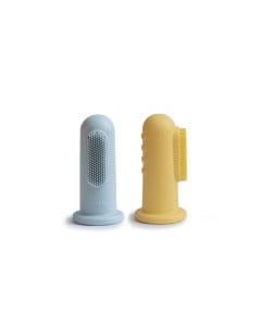 Periuta de dinti degetar din silicon, MUSHIE, Powder/Daffodil, 2 bucati