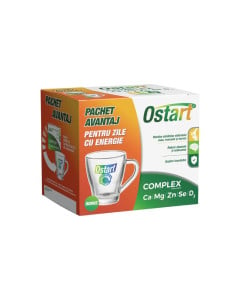 Pachet Ostart Complex Ca+Mg+Zn+Se+D3, comprimate + cana, Fiterman Pharma