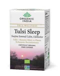 ORGANIC INDIA Ceai Tulsi Sleep cu Plante Relaxante, Reconfortante | Somn Calm, Odihnitor