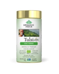 ORGANIC INDIA Ceai Tulsi (Busuioc Sfant) Ceai Verde | Antistres Natural & Vitalizant 100g