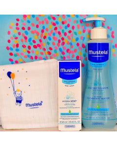 Mustela Pachet Fluid de curatare fara clatire 300 ml + Hydra bebe crema de fata 40 ml + Scutec Bumbac