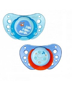 CHICCO Suzetă silicon Physio air, formă anatomică, 6-12 luni, băiat/boy, 2 bucăți 