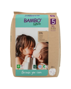 Scutece Ecolabel, marimea 5, 12-18 kg, 22 bucati, Bambo Nature