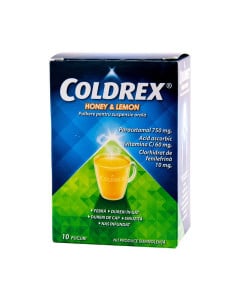 Coldrex Honey & Lemon x 10 plicuri x 5 g pulb. pt. susp. orala