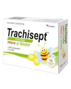 Trachisept Junior miere si lamaie, 16 comprimate