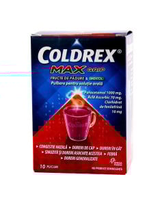 Coldrex MaxGrip fructe de padure&mentol x 10plicuri pulb.pt.susp.orala
