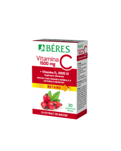 Beres Vitamina C 1500 mg +3000 UI D3 , 30 comprimate filmate retard