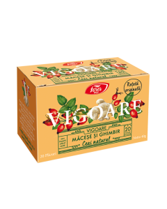 Ceai natural vigoare cu macese si ghimbir, 20 plicuri, Fares. 