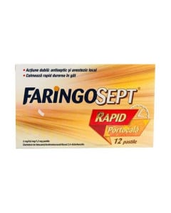 Faringosept Rapid Portocală 2 mg / 0,6 mg / 1,2 mg x 12 pastile