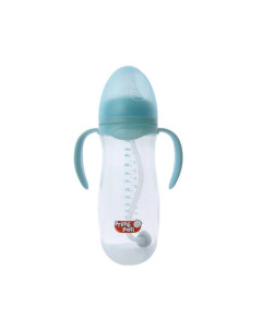 Primii Pasi R0162 - Biberon Albastru Gat Larg Cu Manere Moi Si Pai Anticolici 320 Ml