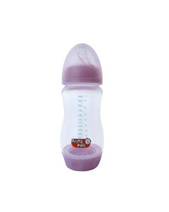 Primii Pasi R0164 - Biberon Roz Gat Larg, Baza Cu Valva Anticolici 240 Ml