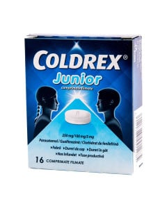Coldrex junior 250mg/100mg/5mg x 2 blistere x 8 cprimate filmate