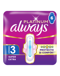 Absorbante Platinum Super Extra, marimea 3, 6 bucati, Always