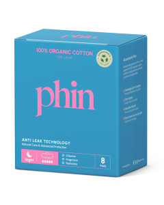 Absorbante de noapte din Bumbac Organic, 8 bucati, Phin