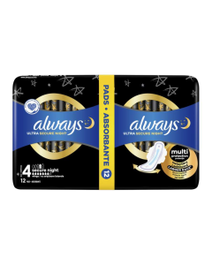 Absorbante duo pack Ultra Secure Night, Marimea 4, 12 bucati, Always