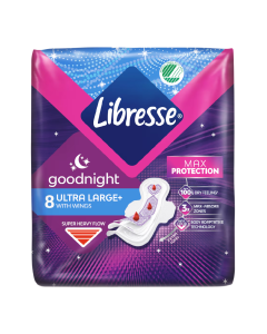 Absorbante cu aripioare Goodnight Ultra Large+, 8 bucati, Libresse