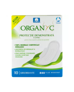 Absorbante intime din bumbac organic pentru zi, 10 buc, Organyc