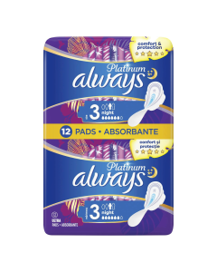 Absorbante Platinum Night, 12 bucati, Always