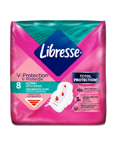 Absorbante cu aripioare Ultra+ Long, 8 bucati, Libresse