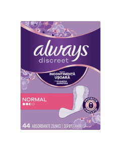 Absorbante zilnice pentru incontinenta urinara Discreet, Normal, 40 bucati, Always