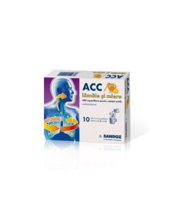 ACC lamaie si miere 600 mg x 10 plicuri x 3 g pulb. pt. sol. orala