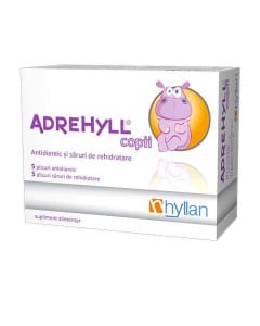 Adrehyll copii, 5 plicuri antidiareic + 5 plicuri saruri de rehidratare