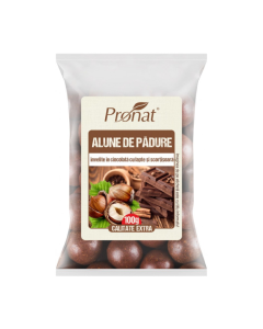Alune de padure invelite in ciocolata cu lapte si scortisoara, 100g, Pronat