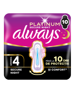 Absorbante Platinum Secure Night, marimea 4, 10 bucati, Always